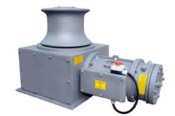 An electric capstan winch which can be operated by foot pedal, by joystick or remotely